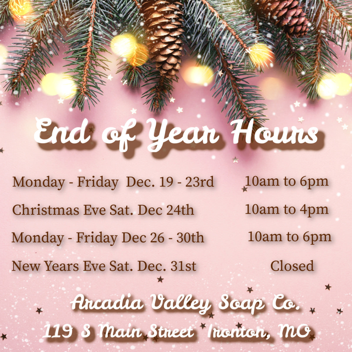 Last 2 weeks of 2022 Schedule