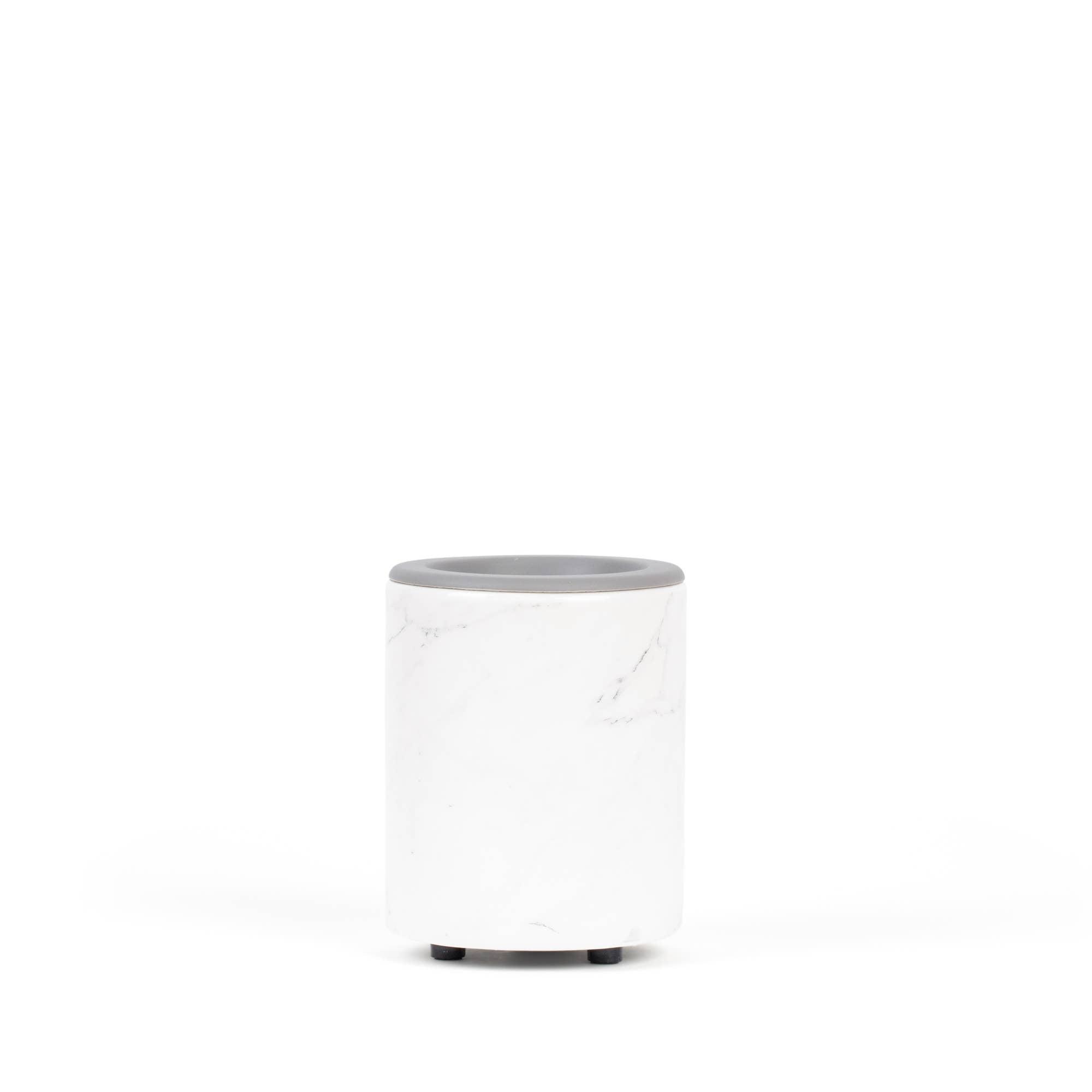 Marble patterned small wax warmer with grey silicon removable dish