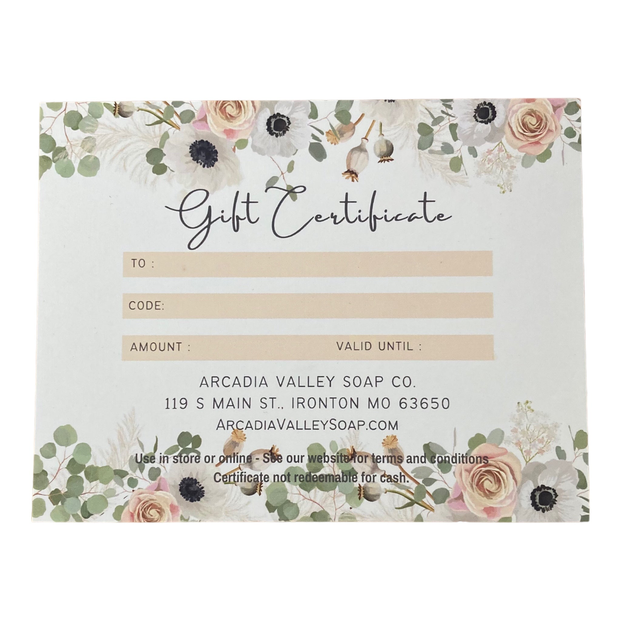 Arcadia Valley Soap Co. Gift Card