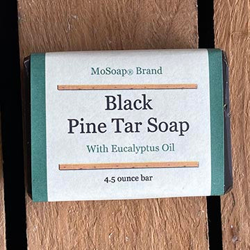 Packaging of Black Pine Tar Soap with Eucalyptus MoSoap