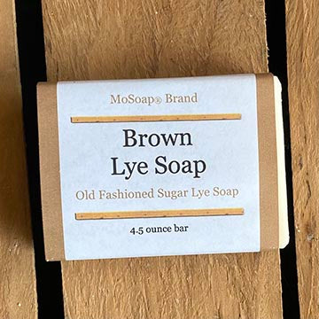 Packaging for MoSoap's Brown Lye Soap